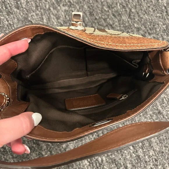 Coach Signature Brown and Tan Shoulder Bag - Picture 2 of 2
